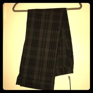 NWT Cuffed Ankle Grey and Black Plaid Pants sz 12